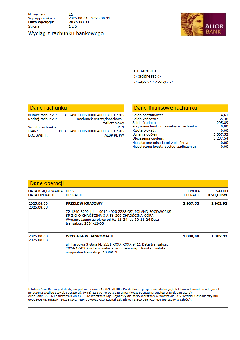 ALIOR BANK STATEMENT_POLAND VERSION 001 Preview