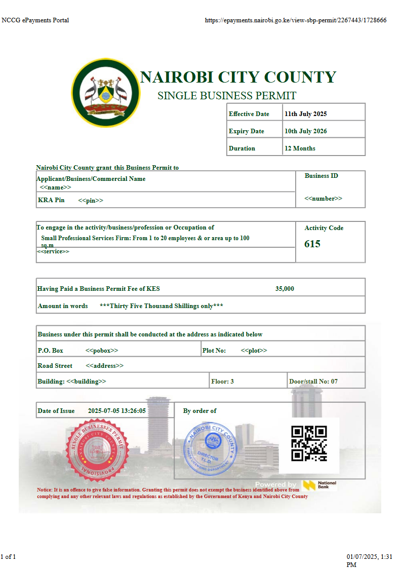 NAIROBI COUNTY BUSINESS PERMIT Preview