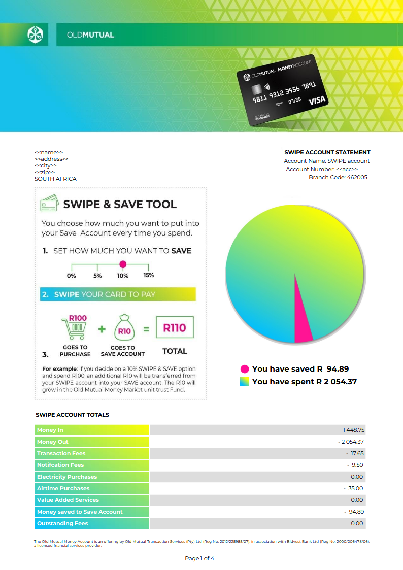 OLD MUTUAL SOUTH AFRICA CONSOLIDATED BANK STATEMENT Preview
