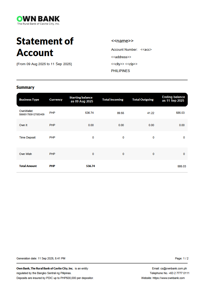 WINBANK BANK STATEMENT PHILIPINES Preview