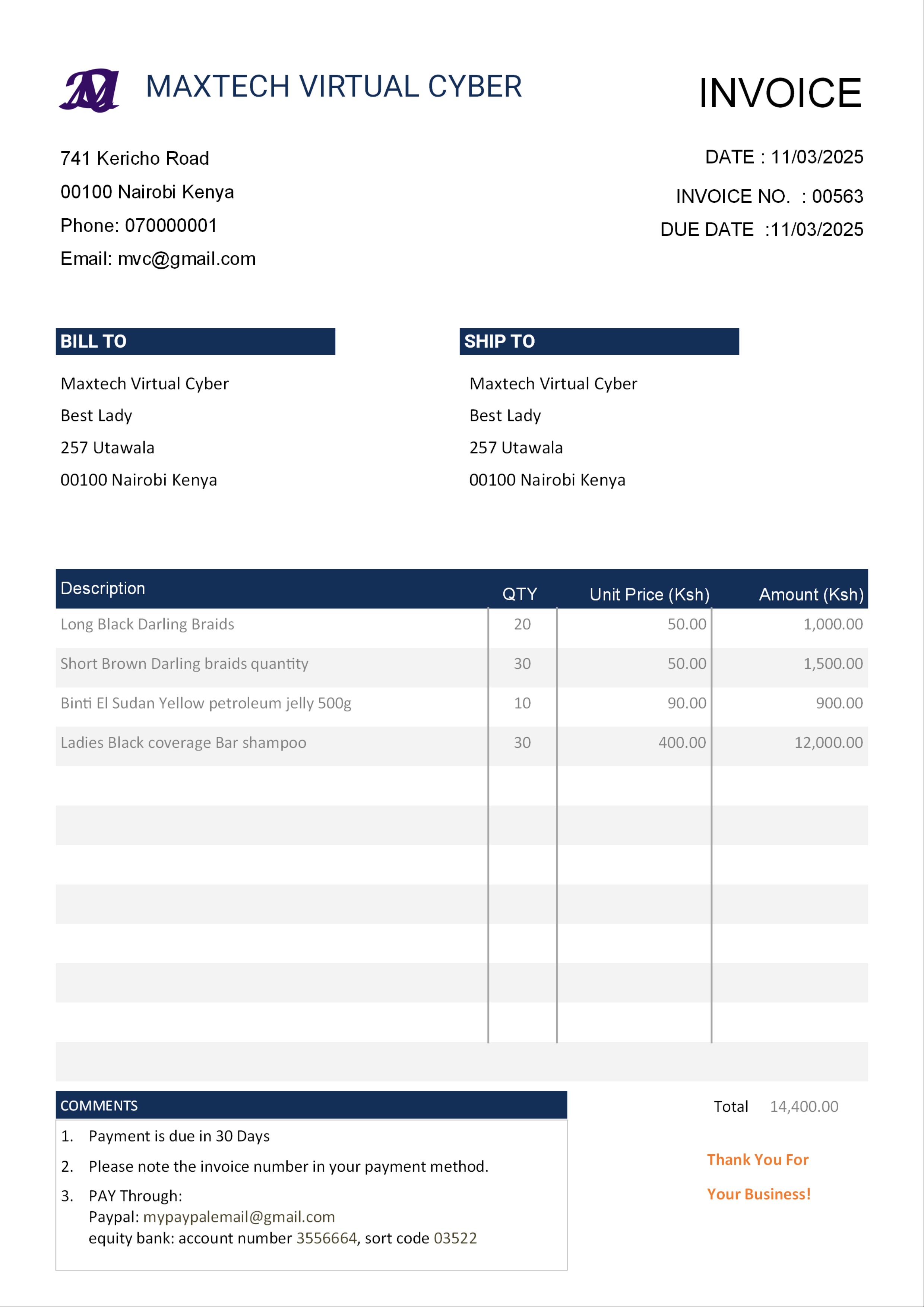 INVOICE TEMPLATE